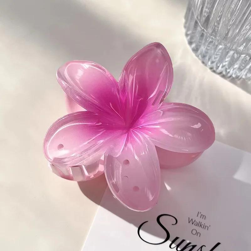 8CM Acrylic Fashion Hair Claws Headwear Accessories Gradient Flower Hair Clip Women Large Flower Hair Claws Crab Clamp Barrettes