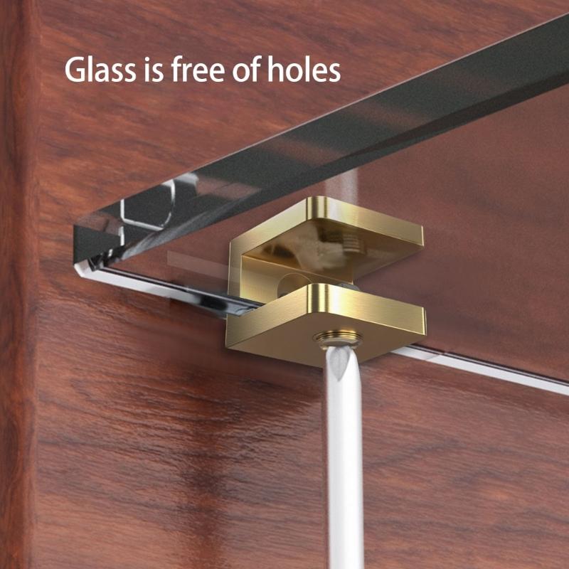 2pcs Adjustable Glass Shelf Clamps Sturdy Copper Holders For Wine Cabinet Shelves Secure Antislip Design