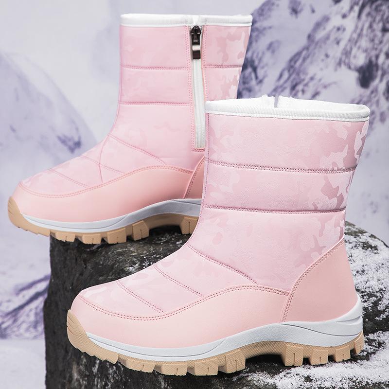 

Large cotton shoes winter warm and fleece extra thick fur integrated snow boots large size cold-resistant medium tube outdoor 42 рожевий