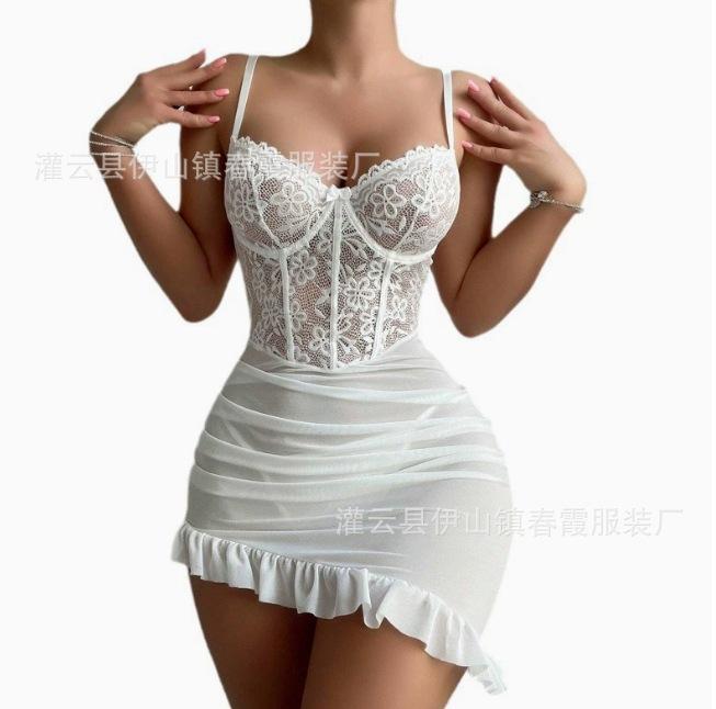 Sexy Lingerie Lace Suspenders Sexy Pure Desire Break Mesh Emotional Pajamas Women
