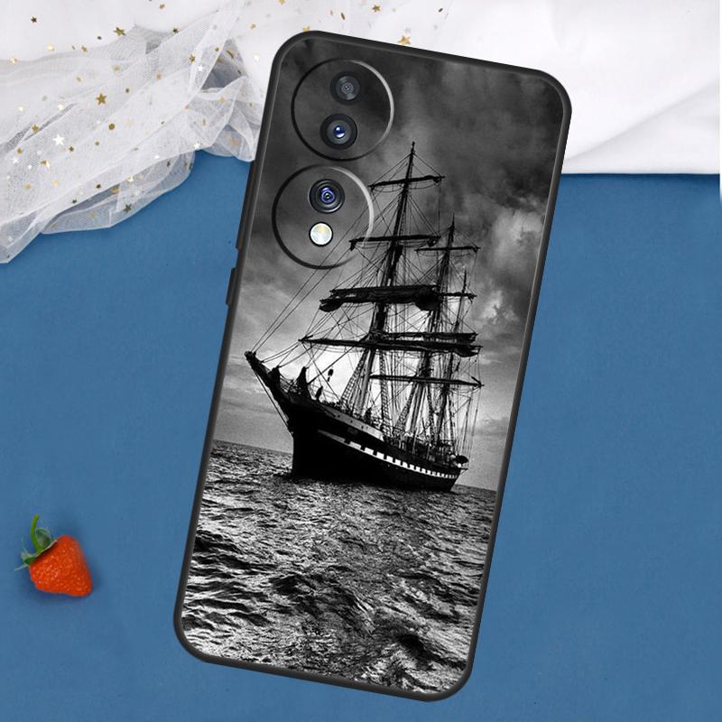 Old Ship in Sea Moon Night Case For Honor Magic 7 5 6 Lite 8 Pro 200 400 50 70 90 X8c X8b X9a X9b X9c X9d Win RT Cover