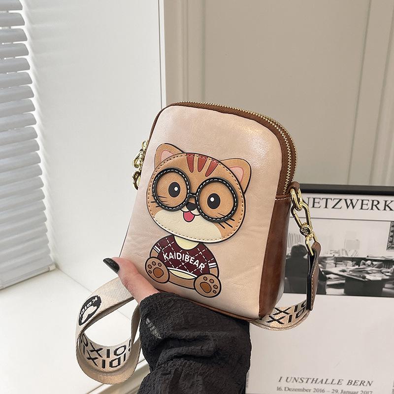 2025 Hello Kitty Women's Cute Cartoon Bear Multi-Layer Crossbody Phone Bag