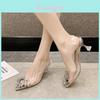 Summer Sunflower Crystal Toe High Heeled Sandals For Women With Transparent Water Drizzle Design