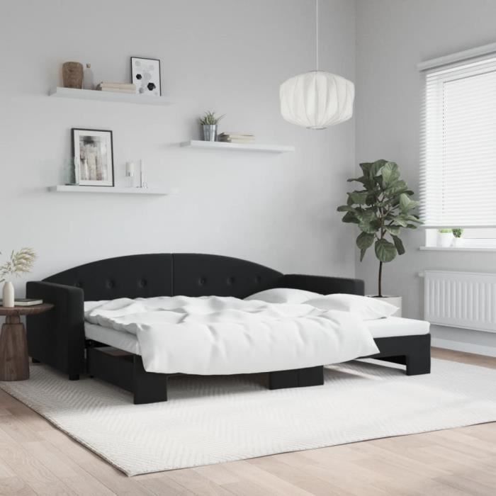 VidaXL Daybed with Trundle Bed Black 90x190 Cm Velvet 3197316