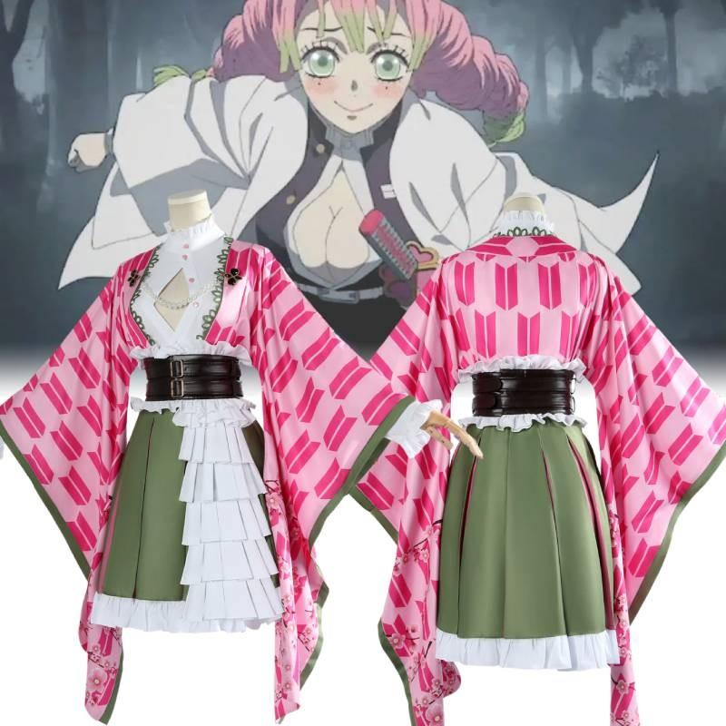 Slayer Demon Kanroji Mitsuri Clothing Cosplay Anime Party Costume Suit Perform