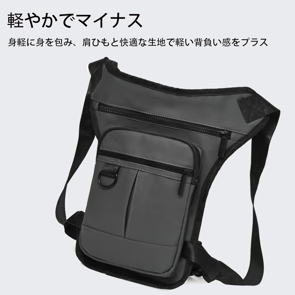 Motorcykel Benväska Grått Läderöverdrag Väska 3 Fack Konstruktion Lättviktig Vattentät Slitstark Multifunktionell Midjeväska för Män Cykel Vandring