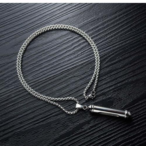 Rockyu Women's Silver Memorial Necklace with Detachable Perfume Bottle Pendant, Titanium and Glass, Perfect for Keeping Ashes, Memorial, and Mementoes