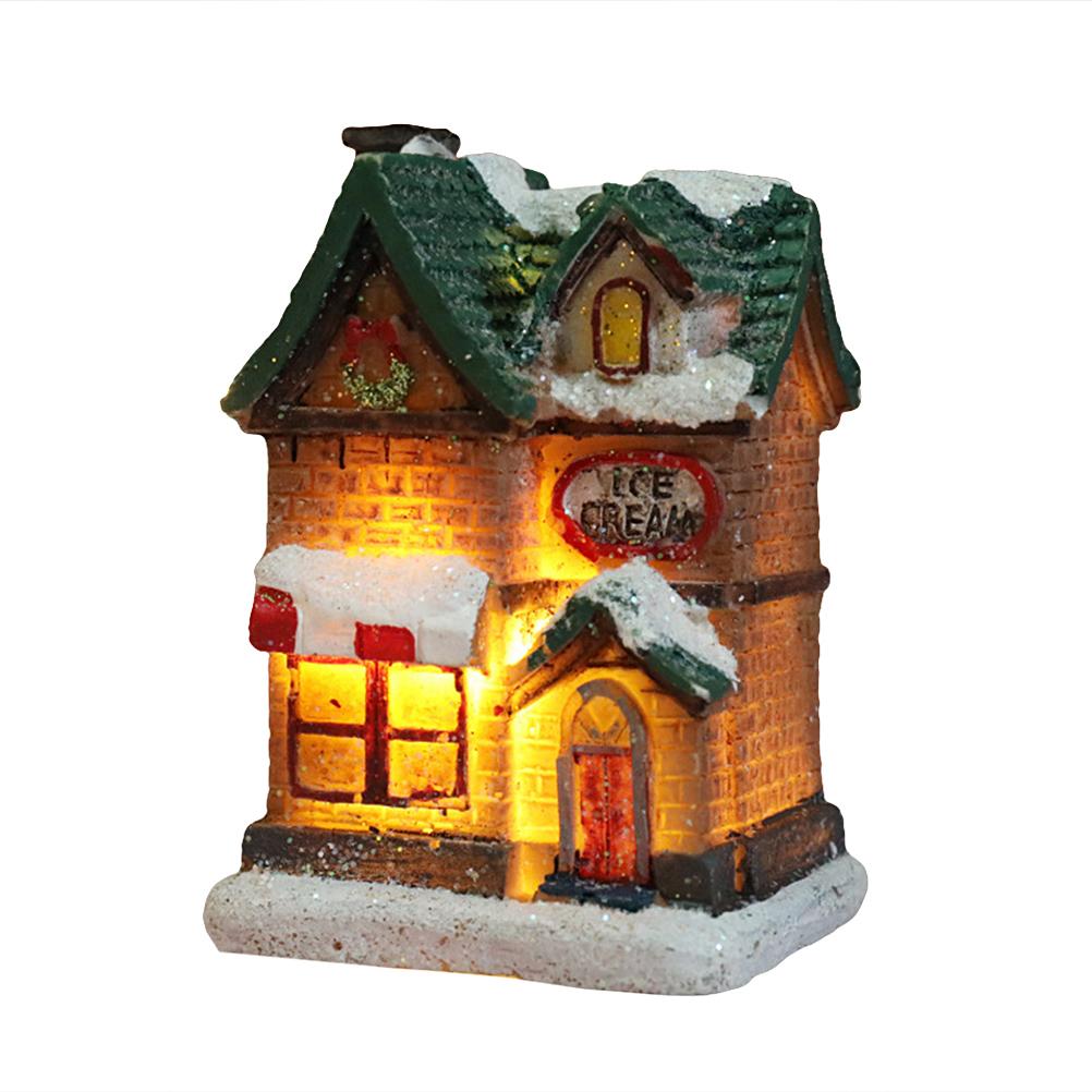 LED Christmas Resin Light House Christmas Decorations Resin Christmas Scene Village House Town for