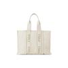 Chloe Holzig Ikonisches Besticktes Logo Einfarbig Recyceltes Nylon Tragetasche Damen Tragetaschen Elfenbein-Grau CHC23-WS382L41-22M