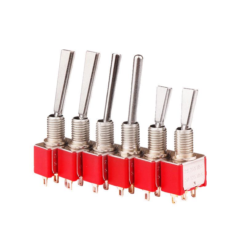 Automatic Reset 2/3-Speed Rocker Switch, Spring Return, 3-Pin Flat Handle, Model Aircraft Remote Controller Toggle Lever
