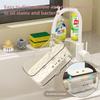 Multi-Functional Sink Rack with Drainage Shelf and Dish Towel Holder Countertop Storage for Sponges Soap Brushes Organization