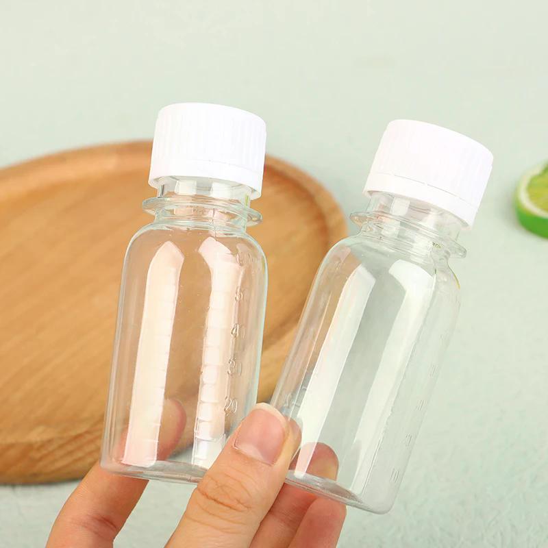 5 Piezas 60ML Botellas Pequeñas de Plástico Botellas de Chupito de Jengibre Con Tapas Botellas Mini de Jugo Contenedor de Botella de Líquido Reutilizable A Prueba de Fugas