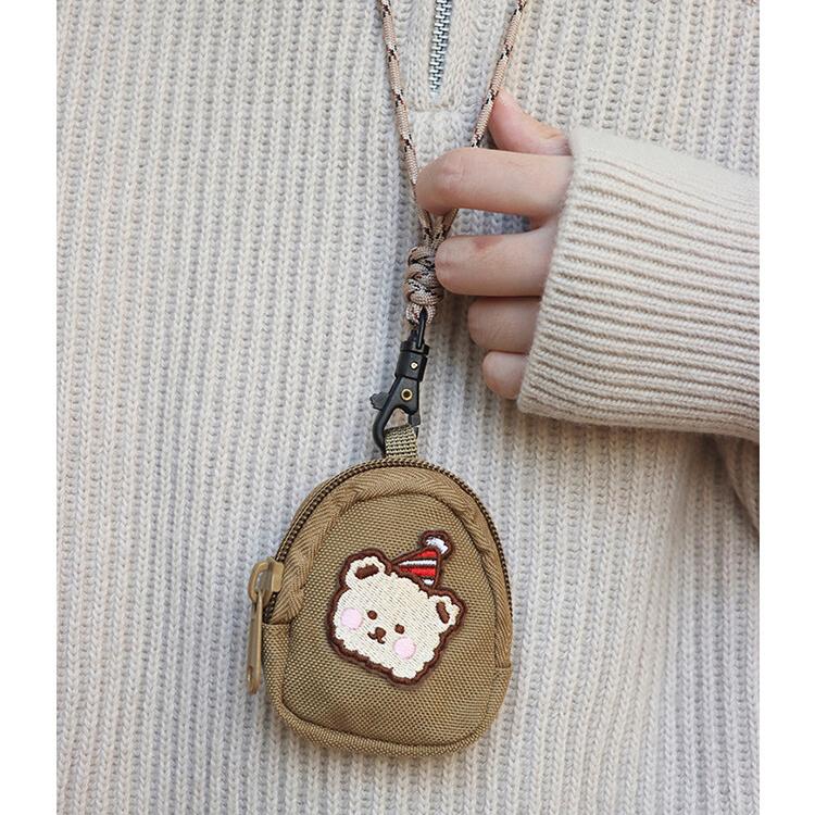 Originální japonská ležérní plátěná mini peněženka na mince na krk se zipem, pouzdro na Bluetooth sluchátka, pánská a dámská ins klíčenka, malá taštička se šňůrkou
