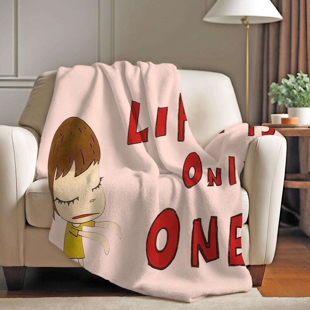 Fashion Print Yoshimoto Nara Blanket For Sofa Office Bed Plane Travel Sleep Read Relax Camping Soft And Warm