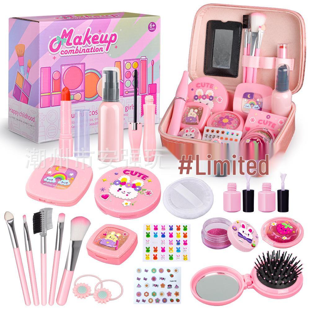 Zestaw do makijażu dla dzieci – Zestaw do odgrywania ról księżniczki – Kolorowe akcesoria kosmetyczne i torebka na toaletkę
