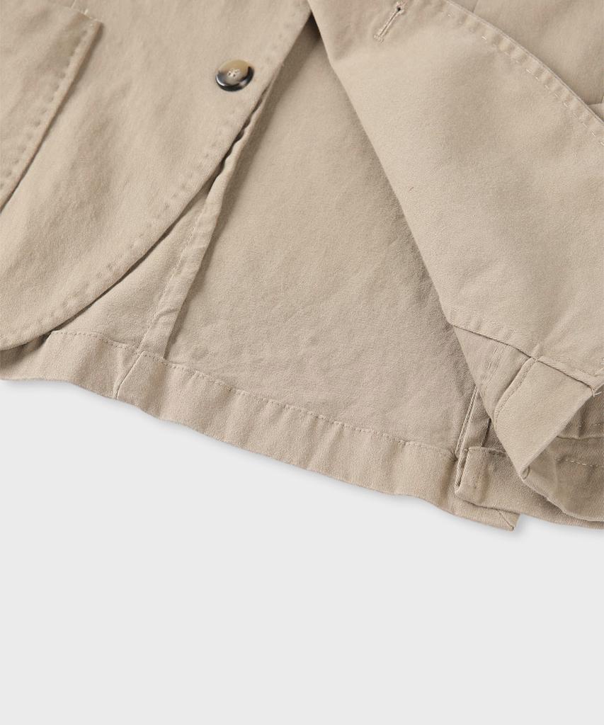 Panicale Beige Garment-Dyed Casual Cotton Jacket