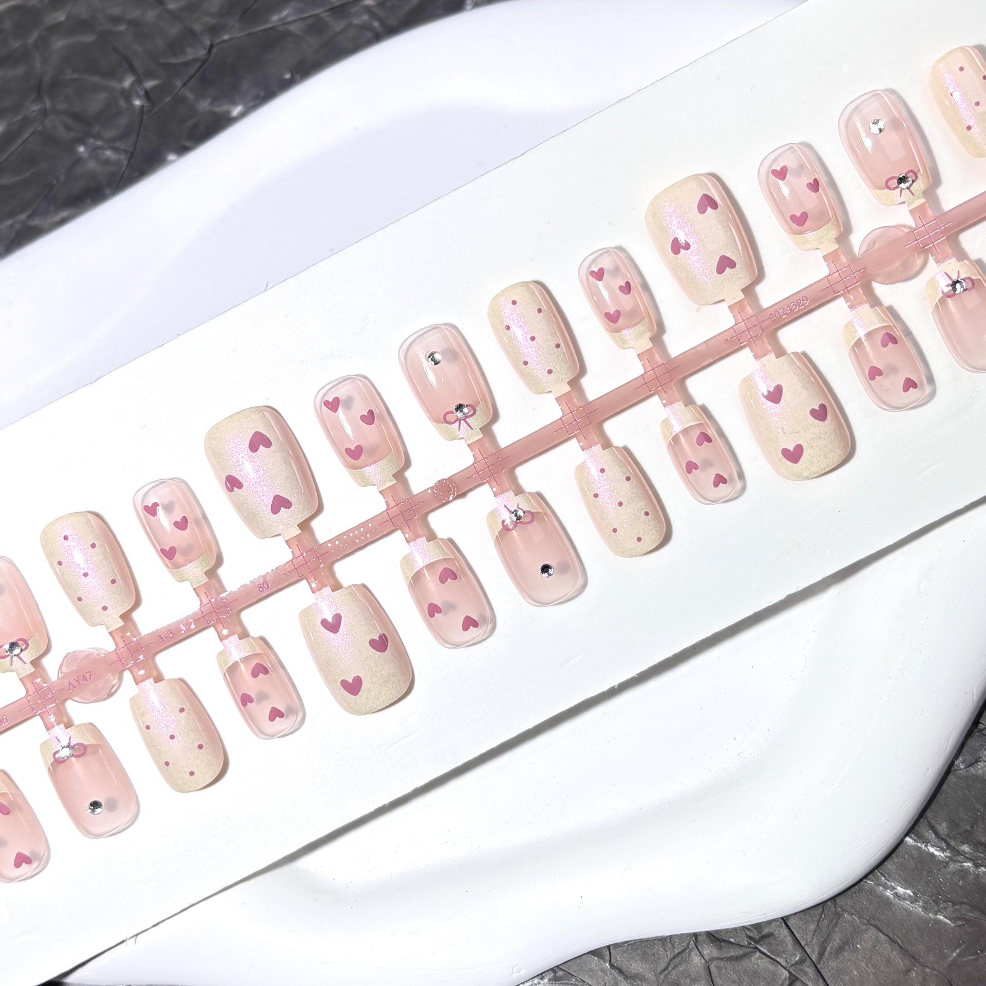 

Молочно-желтые ногти с горошком и бантом, накладные - Элегантные летние наклейки для ногтей в корейском стиле