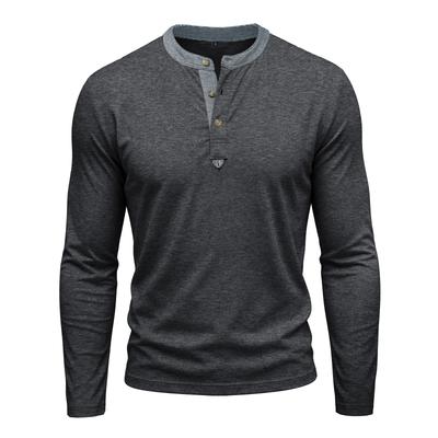 Herren Henley Langarm T-Shirt Herbst Unifarben Knopfleiste Lockerer Schnitt Lässiges Basic Top Outdoor Sport T-Shirts Tops
