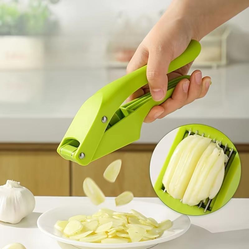 2 In 1 Manual Garlic Press Multifunctional Pressing Mash Garlic Sliced Garlic Squeezer Vegetable Masher Tool Home Kitchen Gadget