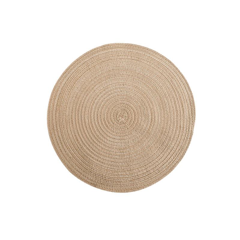 2pcs Round Table Mat Woven Ramie Placemats Anti Slip Dining Table Mats Non-Slip Tableware Bowl Pads Kitchen Drink Cup Coasters