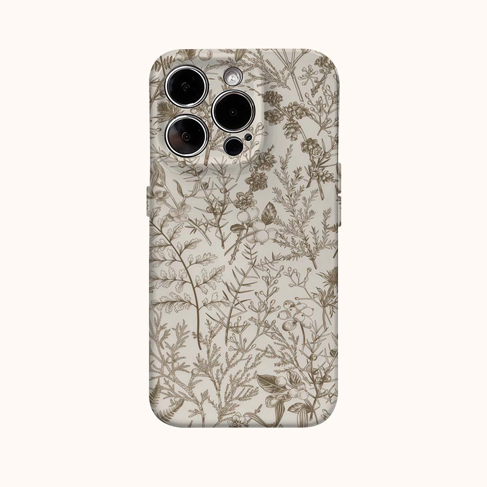 Custodia per Telefono Beige Giardino per IPhone 16 15 14 13 12 11 X XS XR XSMAX 7 8 Pro Max Plus Cover Posteriore a Doppio Strato
