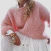Maglioni lavorati a maglia da donna Lady Scava fuori maglia sottile Pullover See Through Look Manica a lanterna Top larghi Grembiule Maglione in mohair Felpa lavorata a maglia Top