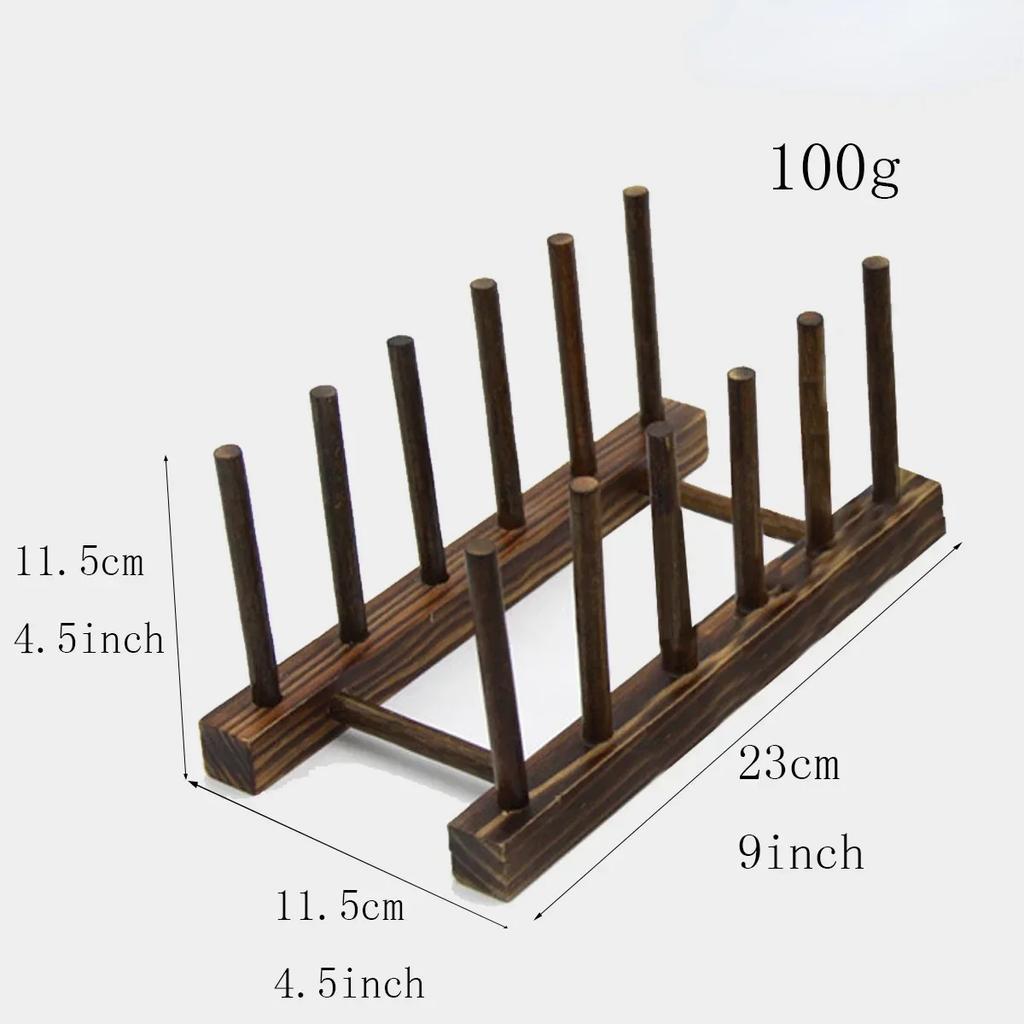 Dish Drainer Plate Rack Bamboo Shelf Cups Display Stand Drainer Holder Pan Cover Drying Organizer Kitchen Accessory