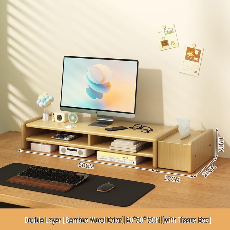 Monitor Riser Desktop Stand with Storage Shelves