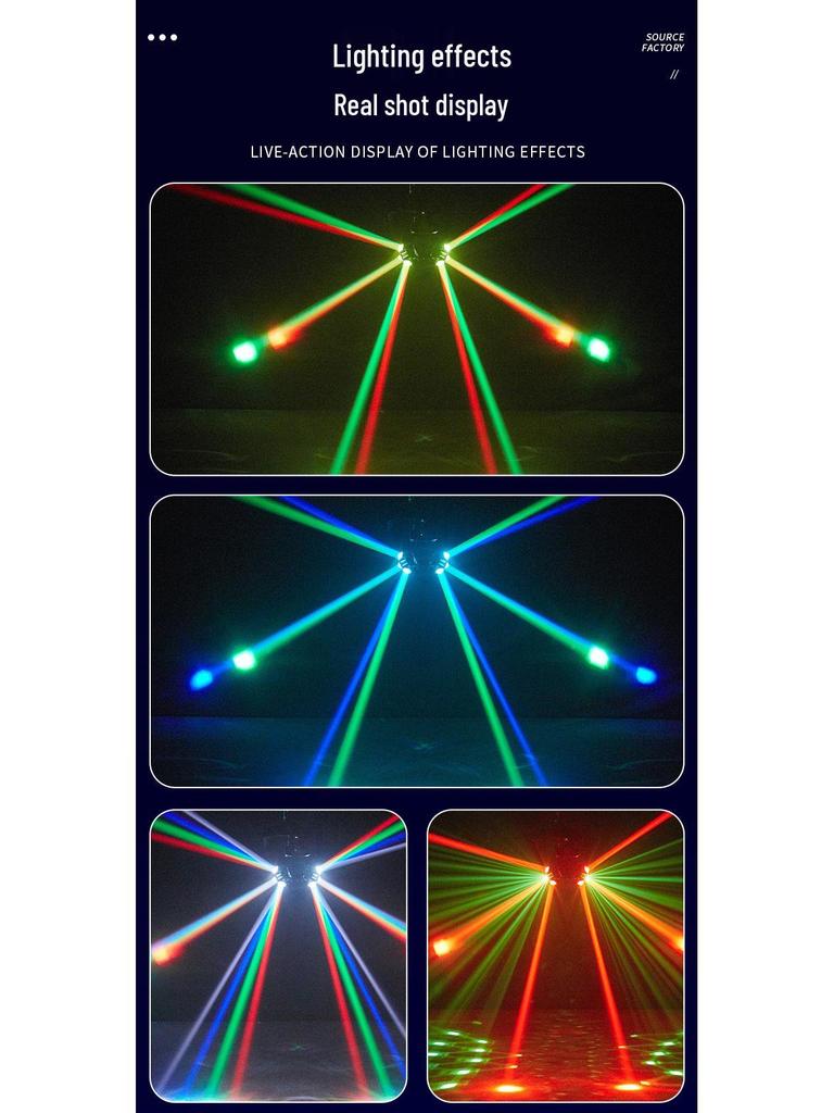 Double Ball LED Phantom Color Moving Head Light Bar with Voice Control & Seven-Color Rotating Strobe for Stage and KTV Atmosphere