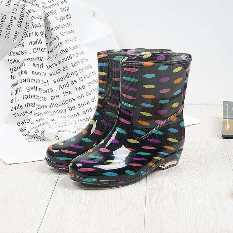 

rain shoes female adult medium tube water shoes velvet non-slip rain boots women s lightweight student rain shoes Korean version fashion waterproof s 36