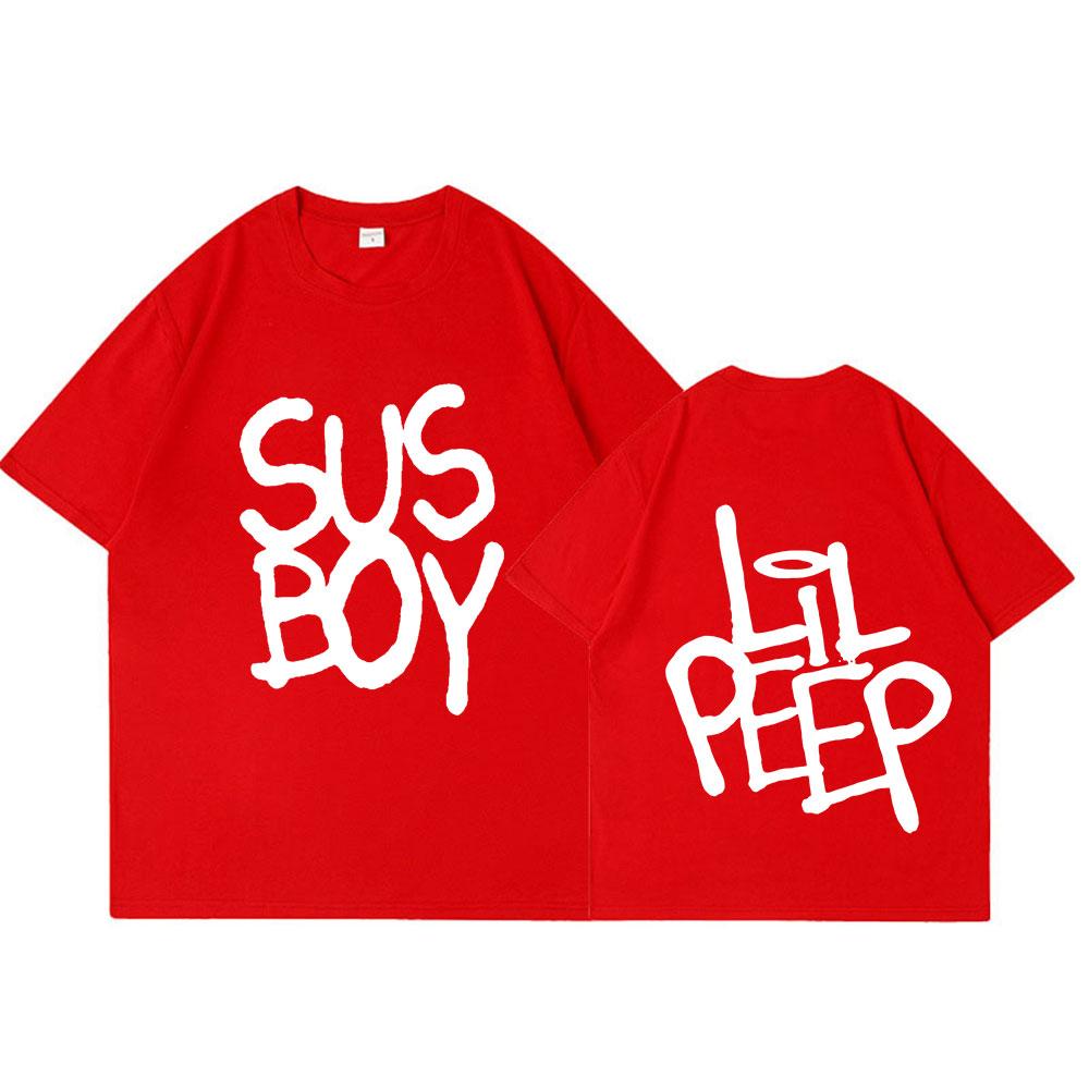 Hot Rapper Lil Peep Sus Boy Pink T Shirt Unisex Fashion Hip Hop Short Sleeve Tshirt High Quality Oversized Cotton Tee Shirthirts