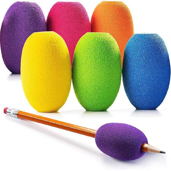 Foam Pencil Grips, 6Pcs Egg Pen Holder with Colored Soft Cushion, Used for Handwriting, Painting, coloring,Better Pencil Control Ideal for Left &
