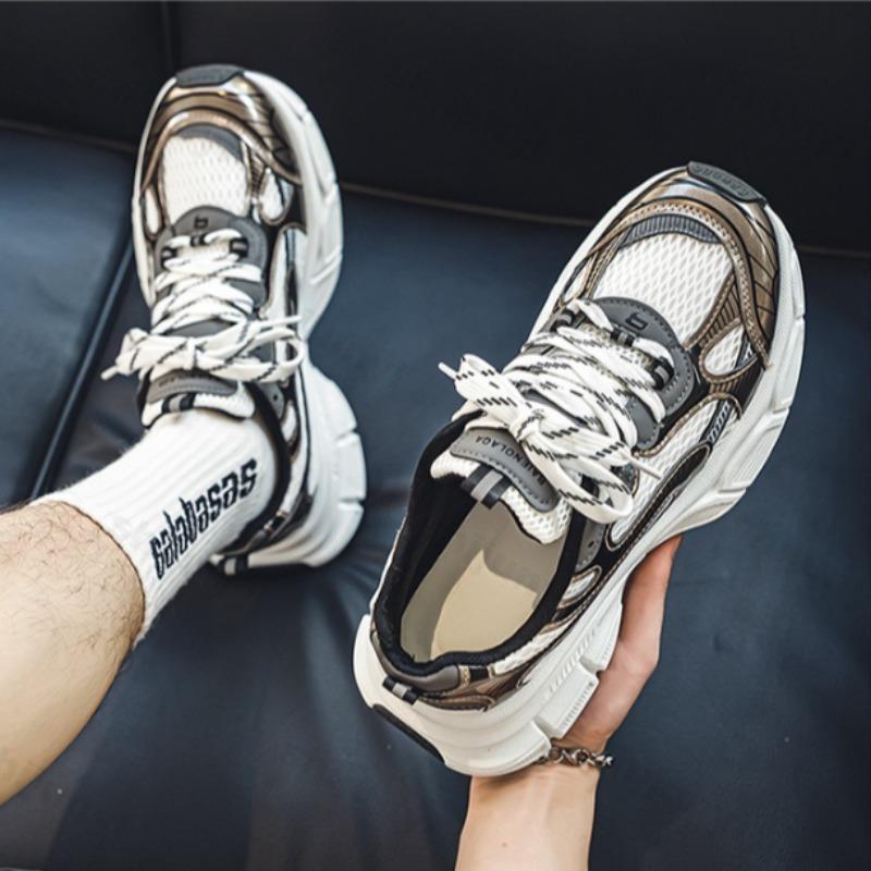 Fashion Men's Mesh Breathable Low Top Thick Soled Casual Sports Shoes 2025 Autumn Fashion Trend Versatile Comfortable Platform sneakers