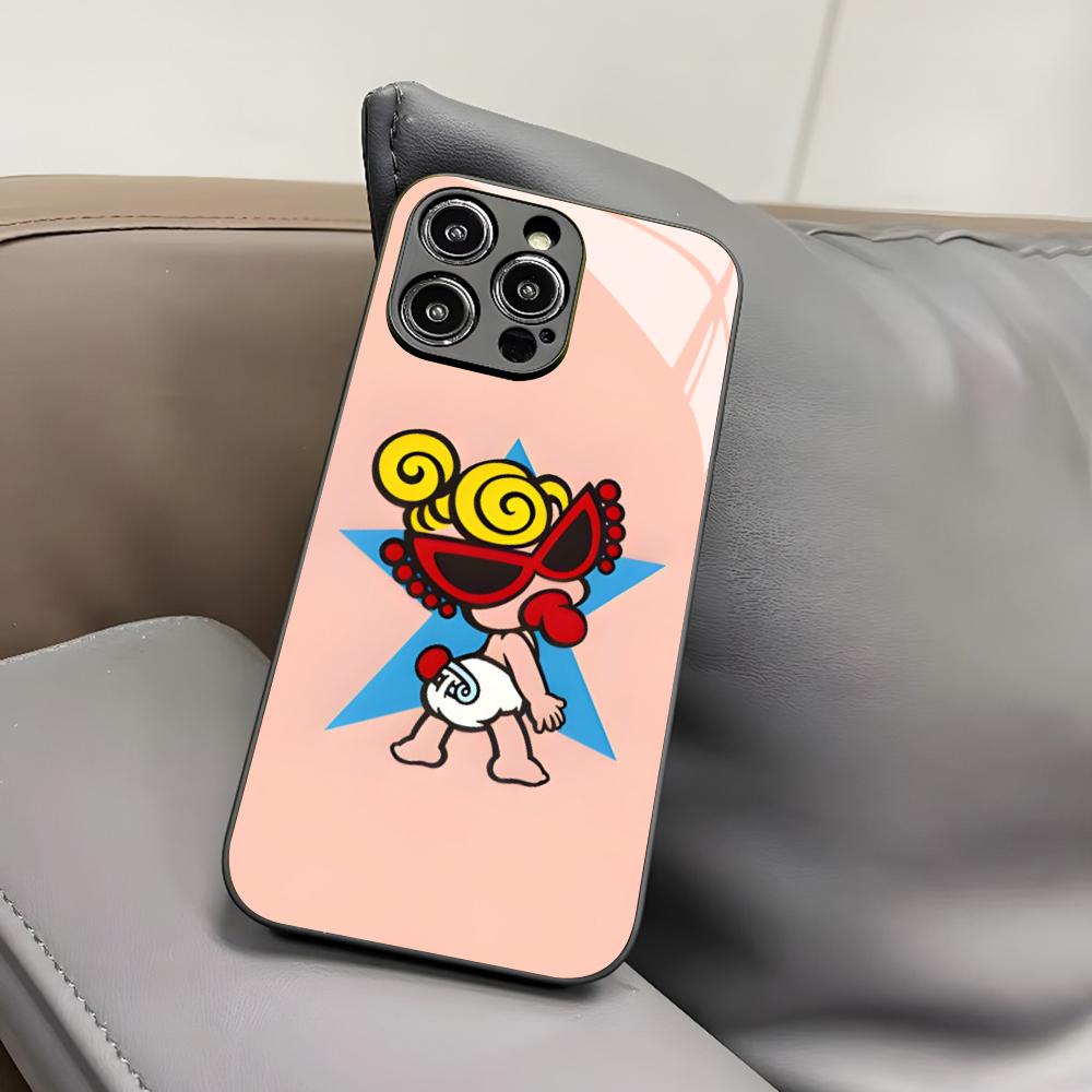 

Japan Fashion Hysteric Mini Phone Case for Iphone 17 Air 16 15 14 12 11 13 Pro Max Mini X Xr Xs Puls Black Glass Cover iPhone Air