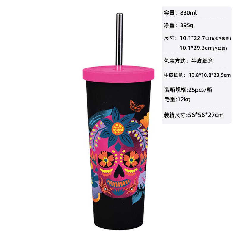 Mexican Style Creative Skull Funny Cartoon Cute Halloween Large Capacity Water Cup