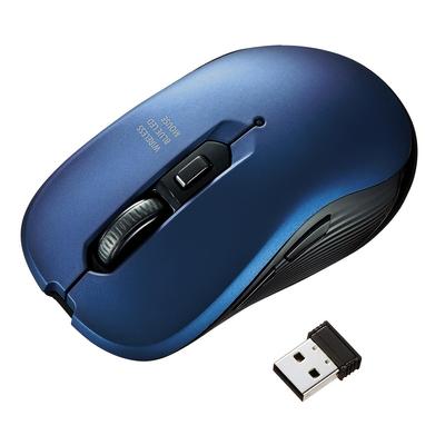 Sanwa Direct Silent Mouse Wireless Mouse Blue LED 5 Buttons Button Rubber Coating Cursor Speed Switch Blue Forward/Back 400-MAWS097BL