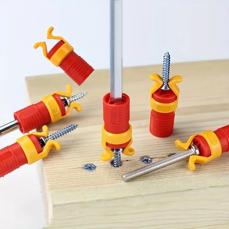 Universal Screw Holder - Hands-Free Plastic Fixture for Precise Woodworking & Drilling, DIY Screw Positioning Tool (2-Pack)