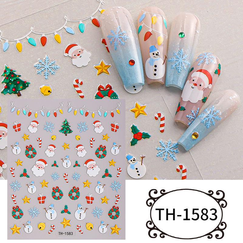 Zhengxiang Luminous Christmas Nail Stickers: Cartoon Reindeer & Snowflake Designs