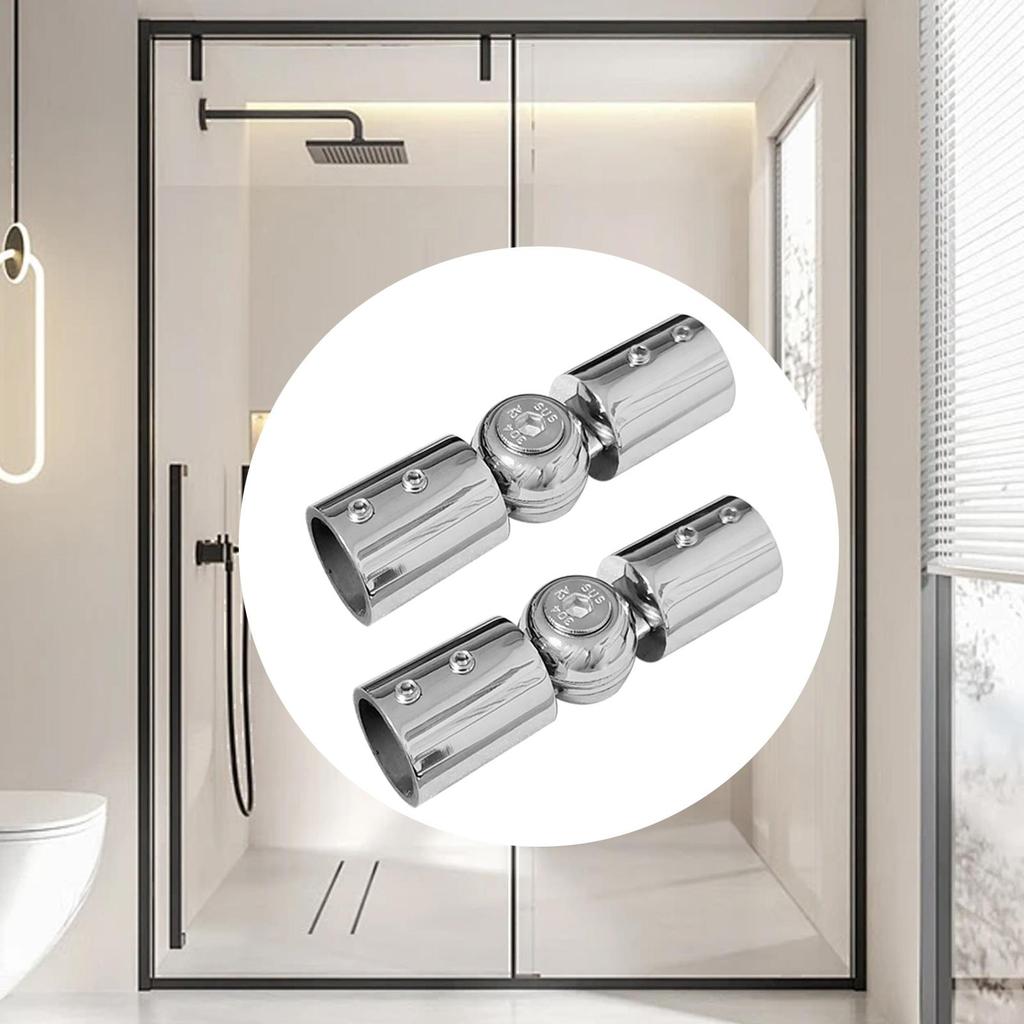 2 Stück Stangeneckverbinder Scharnier-Winkelverbinder Duschraum für Erkerfenster Vorhangstangen Schwerlast mit Schrauben Einstellbar