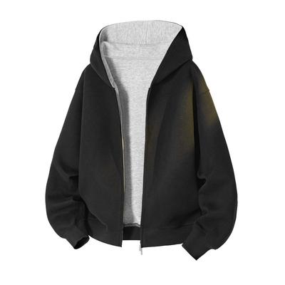 Herren Lockere Schwere Farbe Block Reißverschluss Street Casual Sweatjacke Für Jugendliche