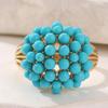 Vintage Inlaid Blue Stone Women's Ring Ethnic Gold Color Geometry Hollow Daily Wear Party Jewelry Anniversary Gift