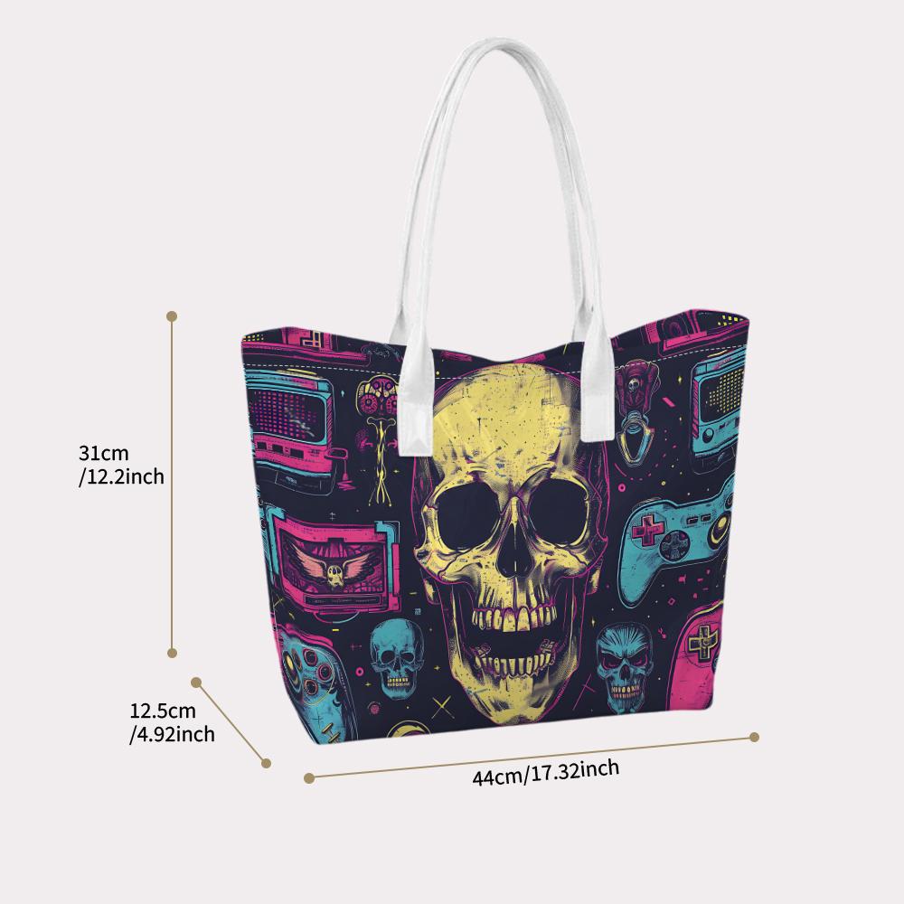 Cyberpunk Skull Pattern Tote Bag Fashion Trendy Shoulder Bag For Daily Use