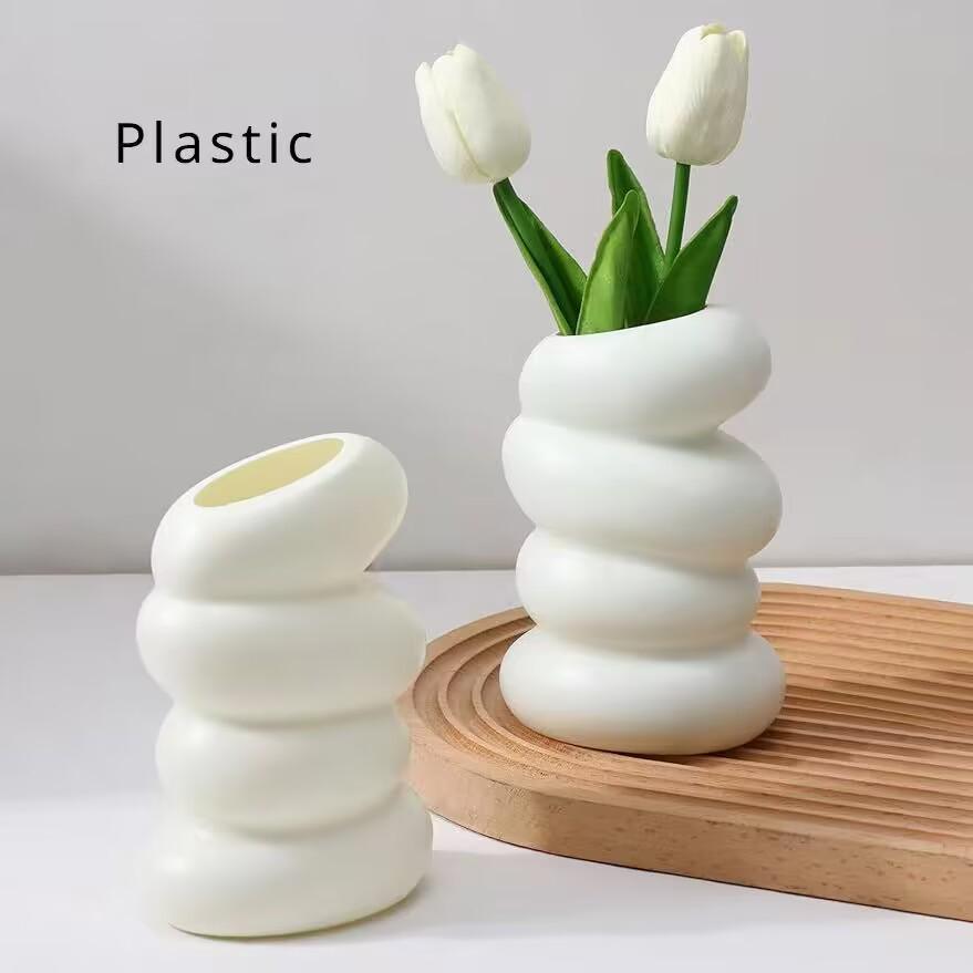 Nordic Spiral Vase: Creative Glazed Imitation Porcelain for Dry/Wet Flowers in Living Room