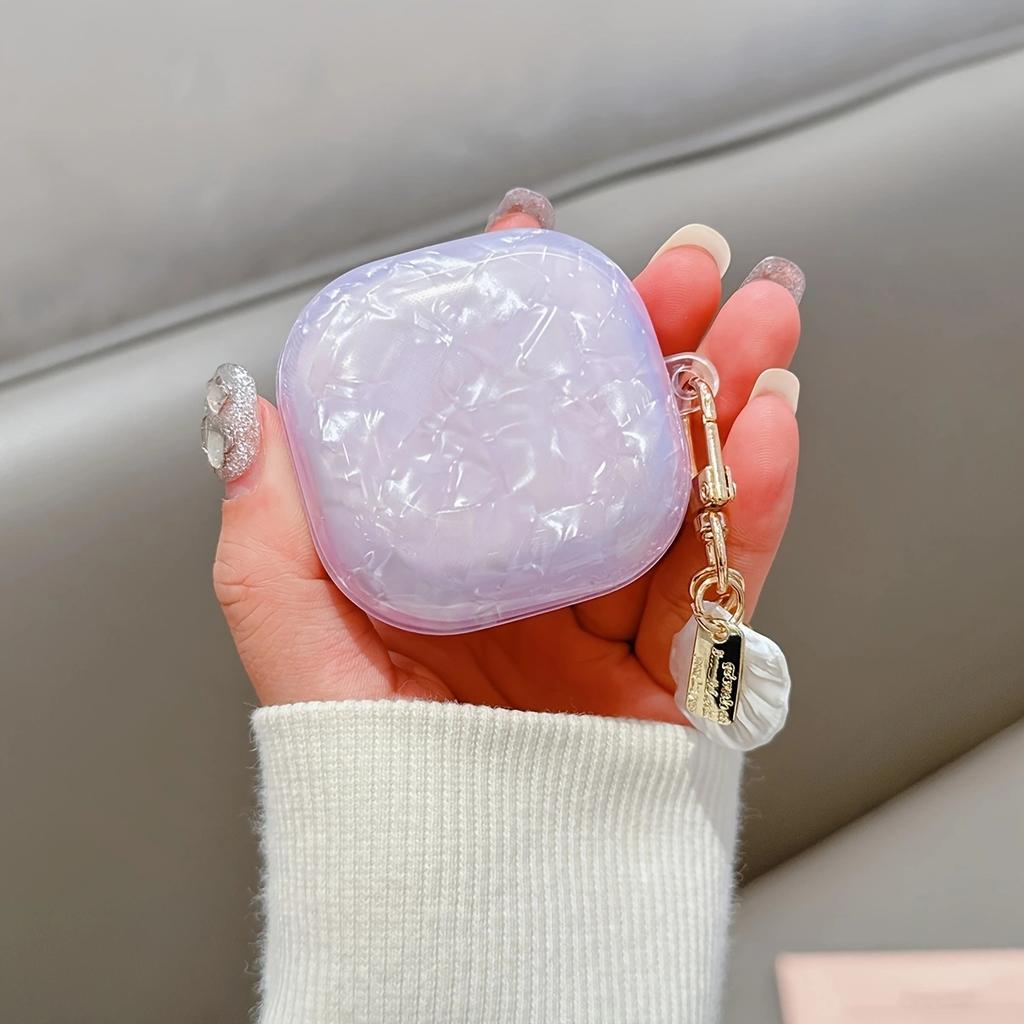 Traumhaftes Weiß Rosa Glänzendes Muschel Case für Samsung Galaxy Live 2 Weiches Silikon Stoßfestes Kopfhörer Case für Galaxy Buds Pro Hülle
