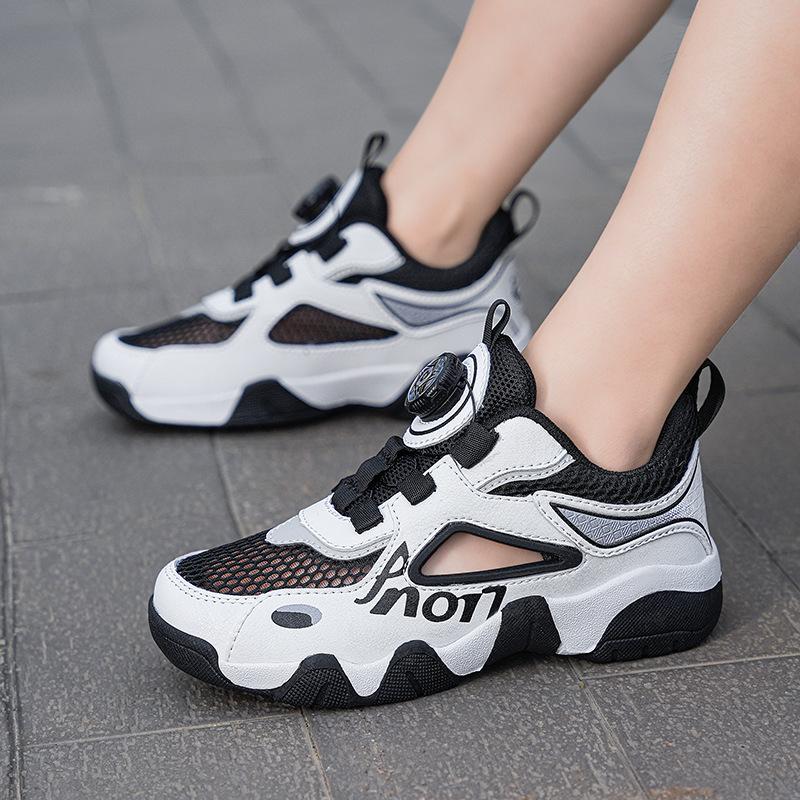 Jungen Basketballschuhe Sommer neue einzelne Netzschuhe hohl atmungsaktiv drehbare Schnalle verschleißfest rutschfest Jugend Laufschuhe Herren