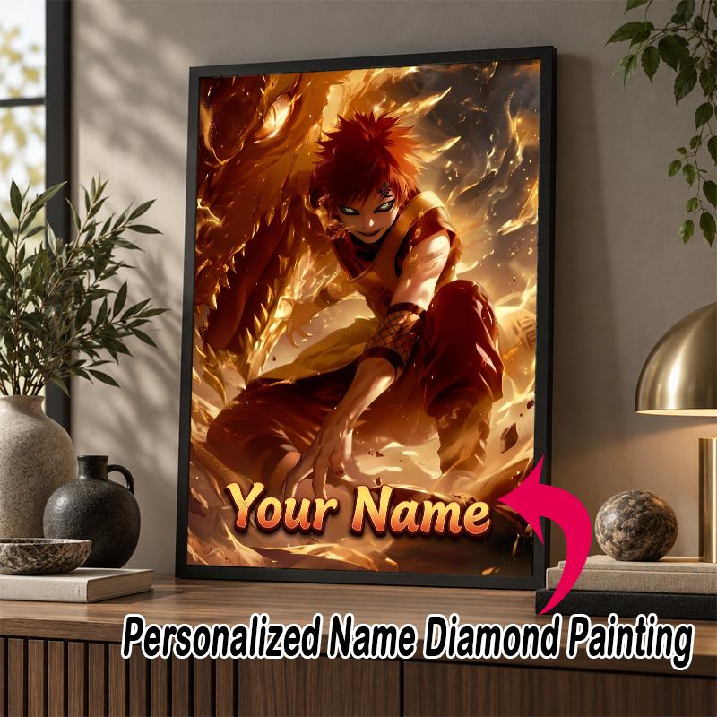 Personalized Gaara Naruto Diamond Art Custom Name 5D Diamond Painting Full Drill DIY Craft