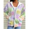 Women's 3D Print Fashion Casual Zip‑Up Hoodie