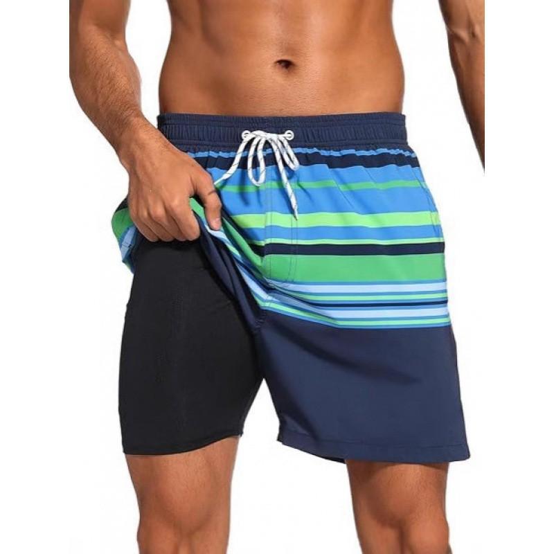 Mens Quick-Dry Board Shorts Swim Trunks With Print Design Beach Surfing Swimming Outdoor Activities