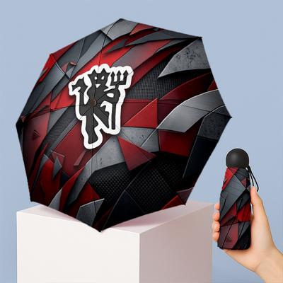 Manchester United Pattern Printed Mini 5 Folds 8 Ribs Compact Umbrella Windproof Waterproof Lightweight Portable Folding