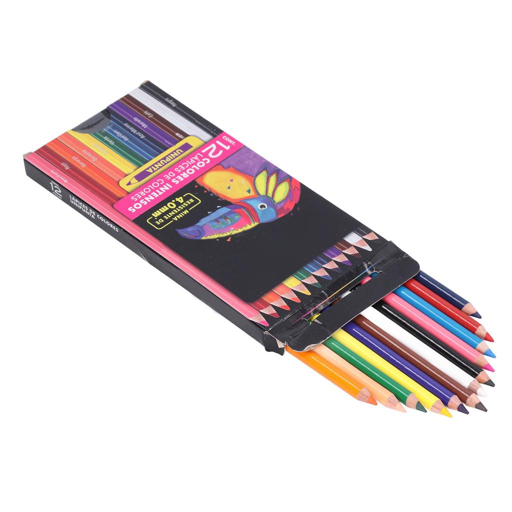 12Pcs Oil Colored Pencils Vibrant Colors Rich Hues Pre Sharpened Safe Odorless Easy Colouring Color Pencil Set